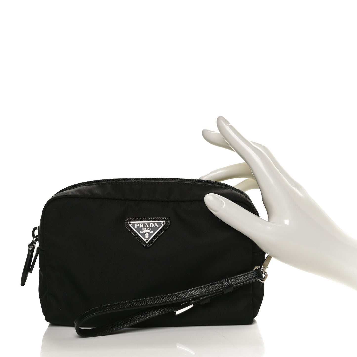 Tessuto Nylon Saffiano Wristlet Black