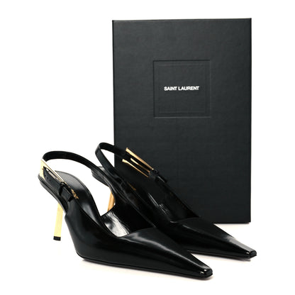 Saint Laurent Glazed Calfskin Lee Slingback Pumps 41 Black 11 of 11