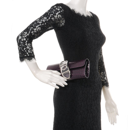 Hermes Niloticus Crocodile Egee Clutch Aubergine 2 of 8