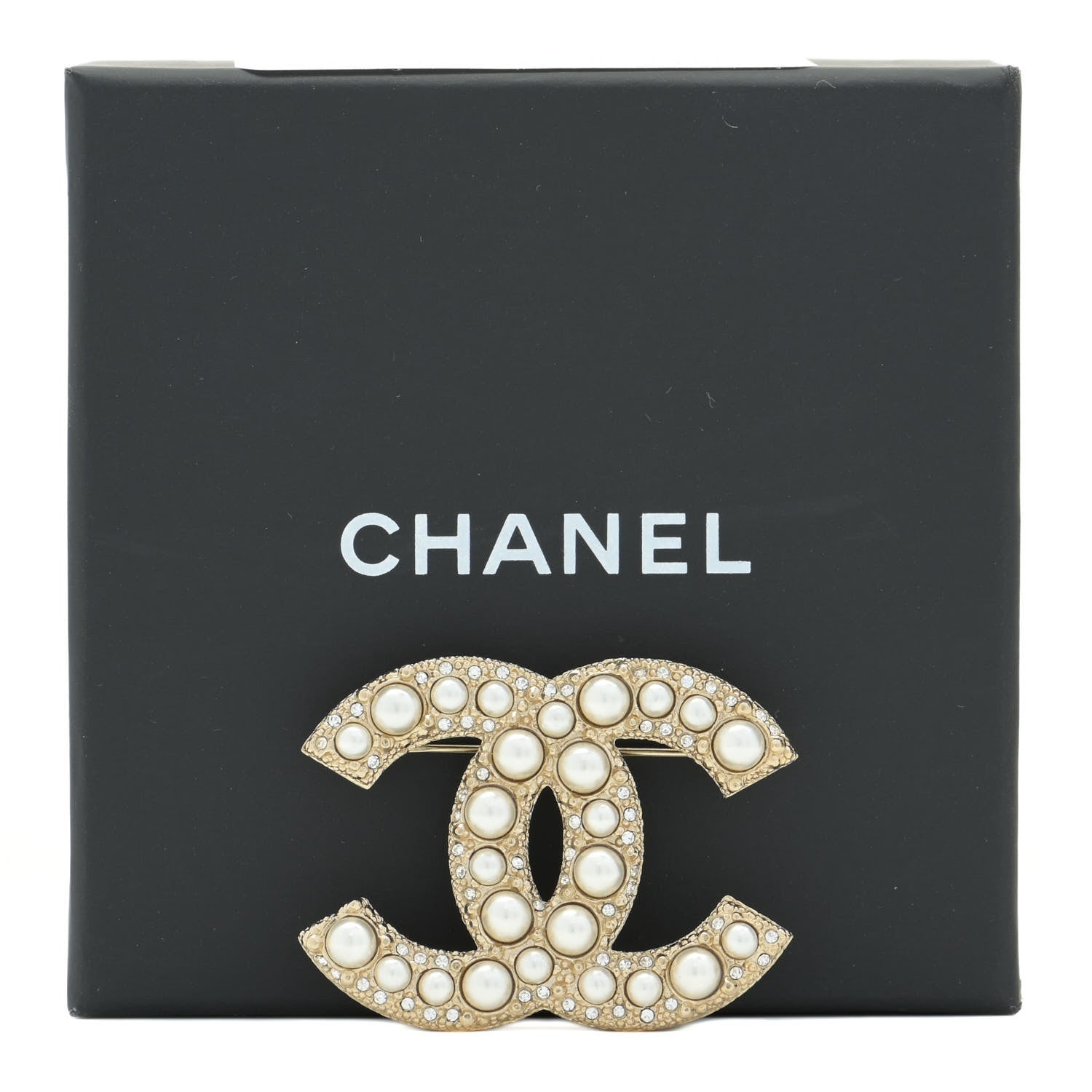 Chanel Pearl Crystal CC Brooch Gold 5 of 5