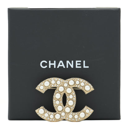 Chanel Pearl Crystal CC Brooch Gold 5 of 5