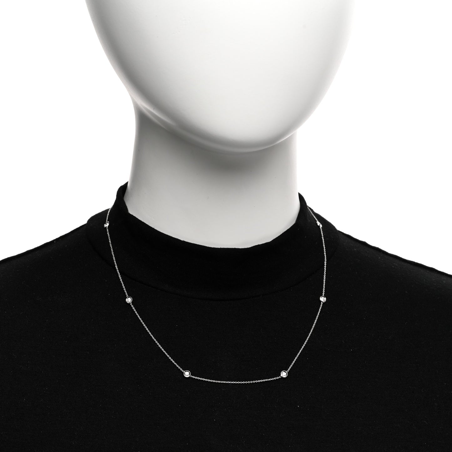 18K White Gold Diamond .35ctw Diamonds By The Inch Seven Station Necklace