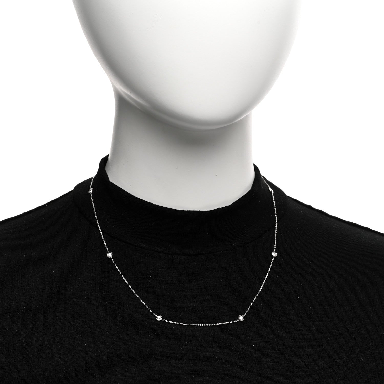 Roberto Coin 18K White Gold Diamond .35ctw Diamonds By The Inch Seven Station Necklace 2 of 4