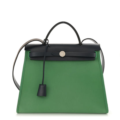 Hermes Vache Hunter Toile Herbag Zip 31 PM Cactus Bleu Indigo 1 of 17
