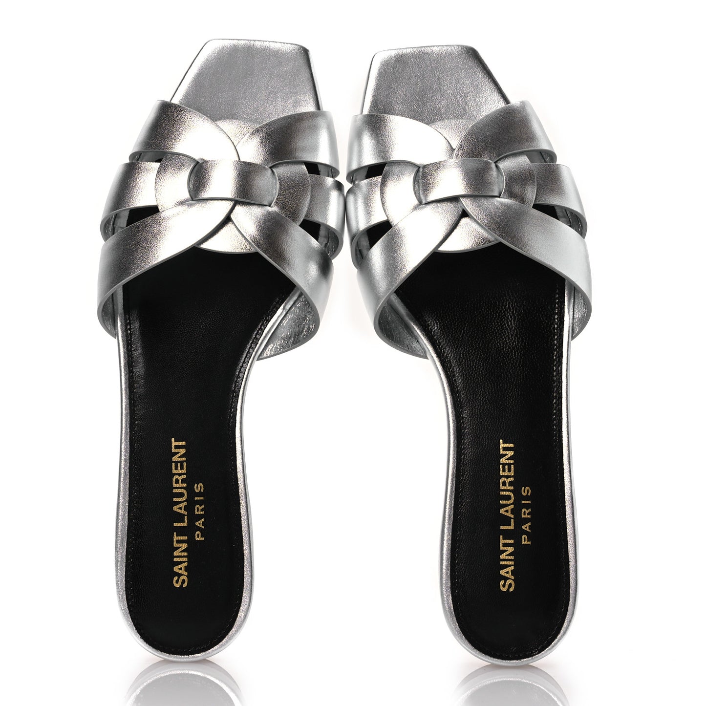 Metallic Calfskin Nu Pied 05 Slide Sandals 36 Argento
