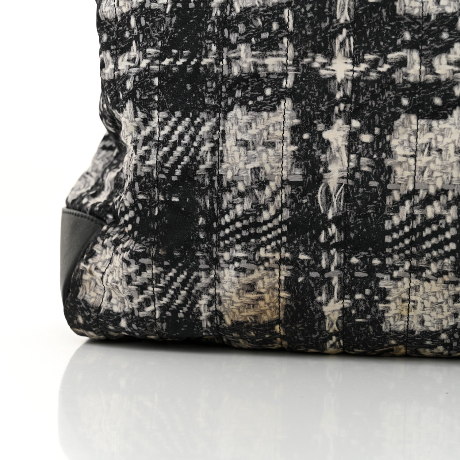 Chanel Lambskin Nylon Tweed Printed Tote Black White 15 of 21