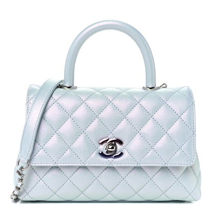 Chanel Iridescent Caviar Quilted Mini Coco Handle Flap Light Blue 1 of 10