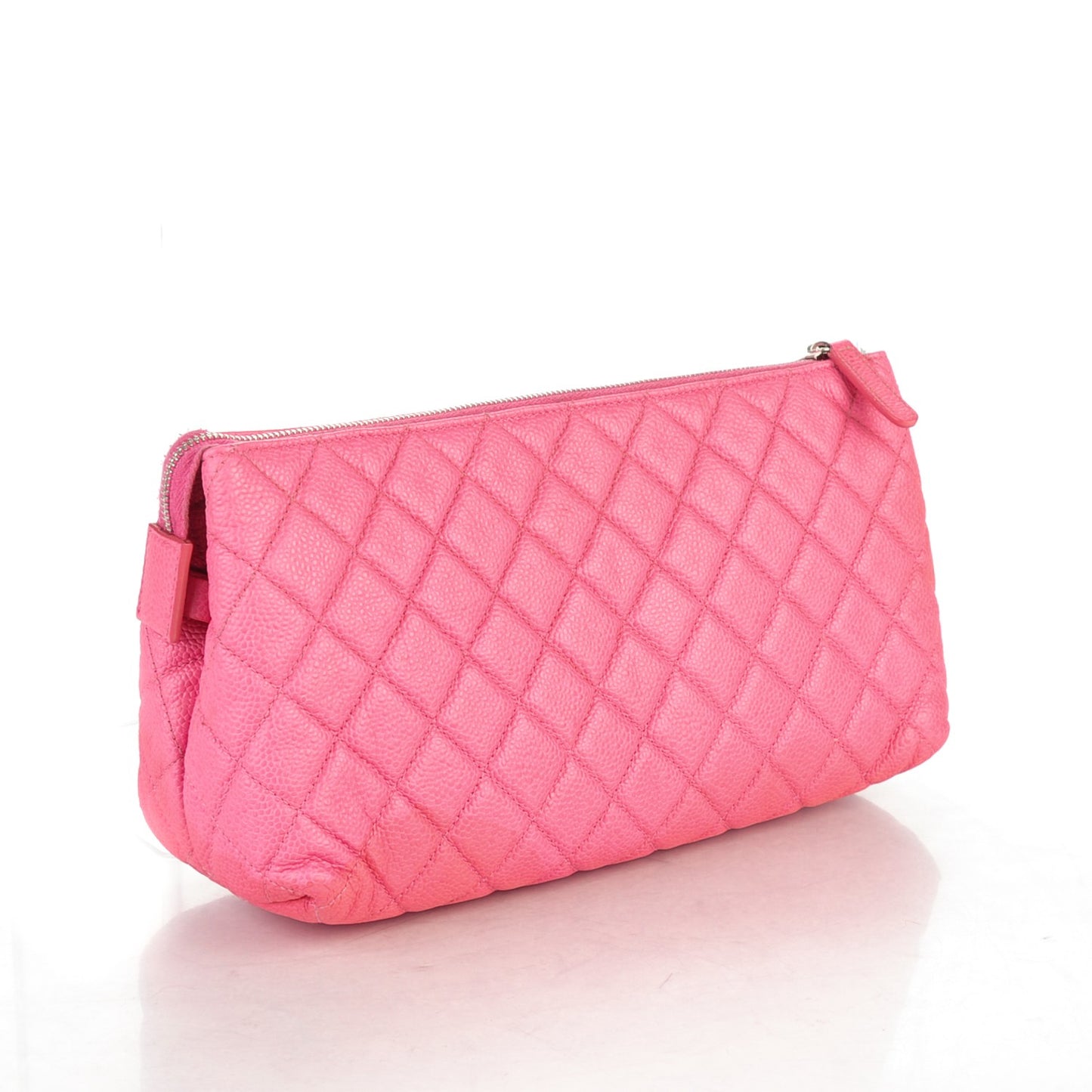 Caviar Quilted Zip Cosmetic Case Pink