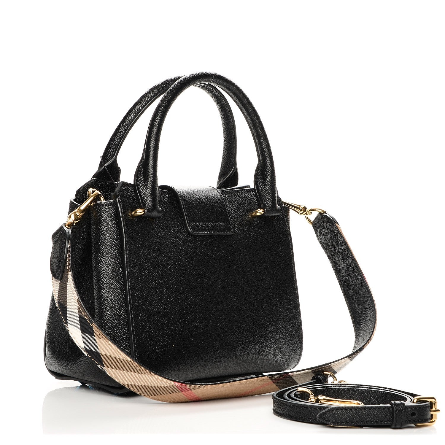 Burberry Soft Grain Calfskin Small Buckle Tote Black 4 of 8