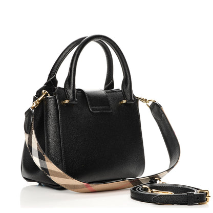 Burberry Soft Grain Calfskin Small Buckle Tote Black 4 of 8