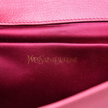 Saint Laurent Goatskin Monogram Large Belle De Jour Clutch Lipstick Fuchsia 6 of 14