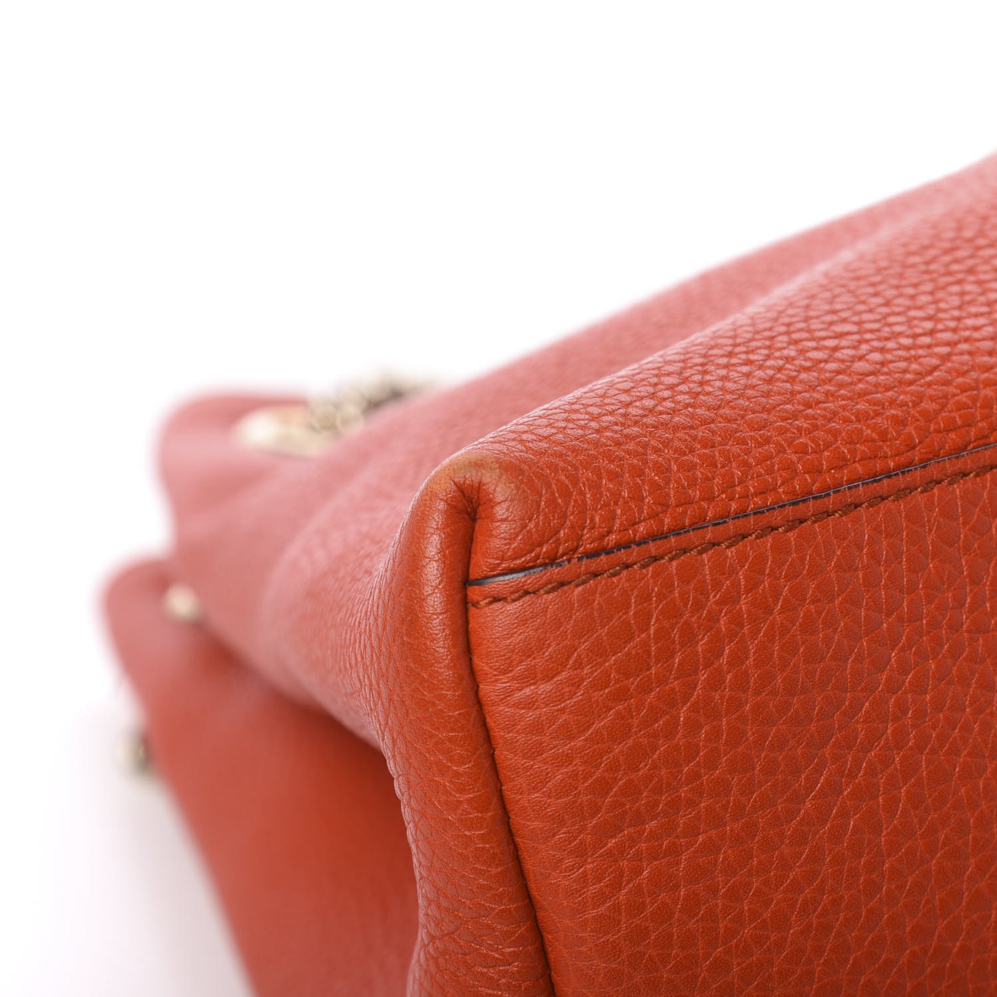 Pebbled Calfskin Medium Soho Chain Shoulder Bag Sun Orange
