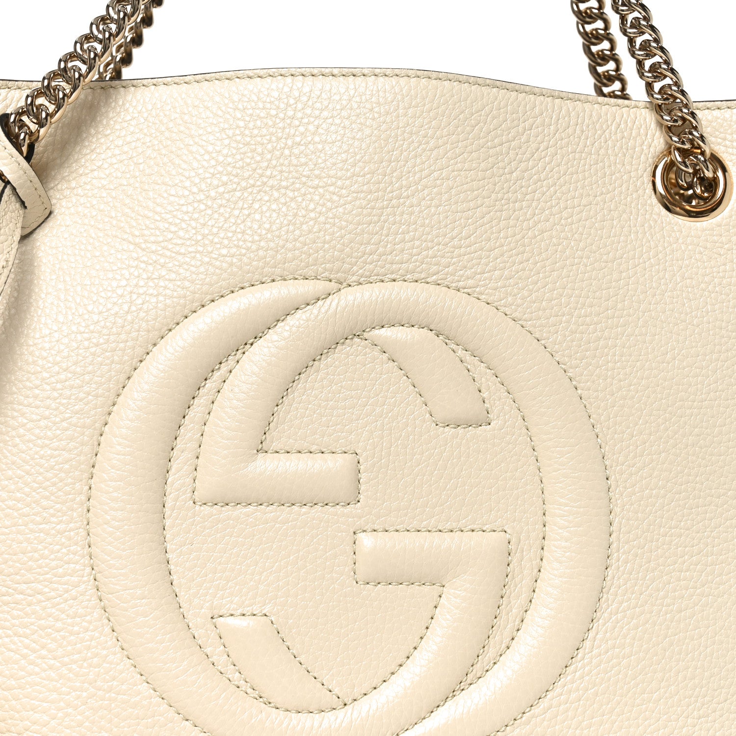 Gucci Pebbled Calfskin Medium Soho Chain Shoulder Bag Off White 8 of 10