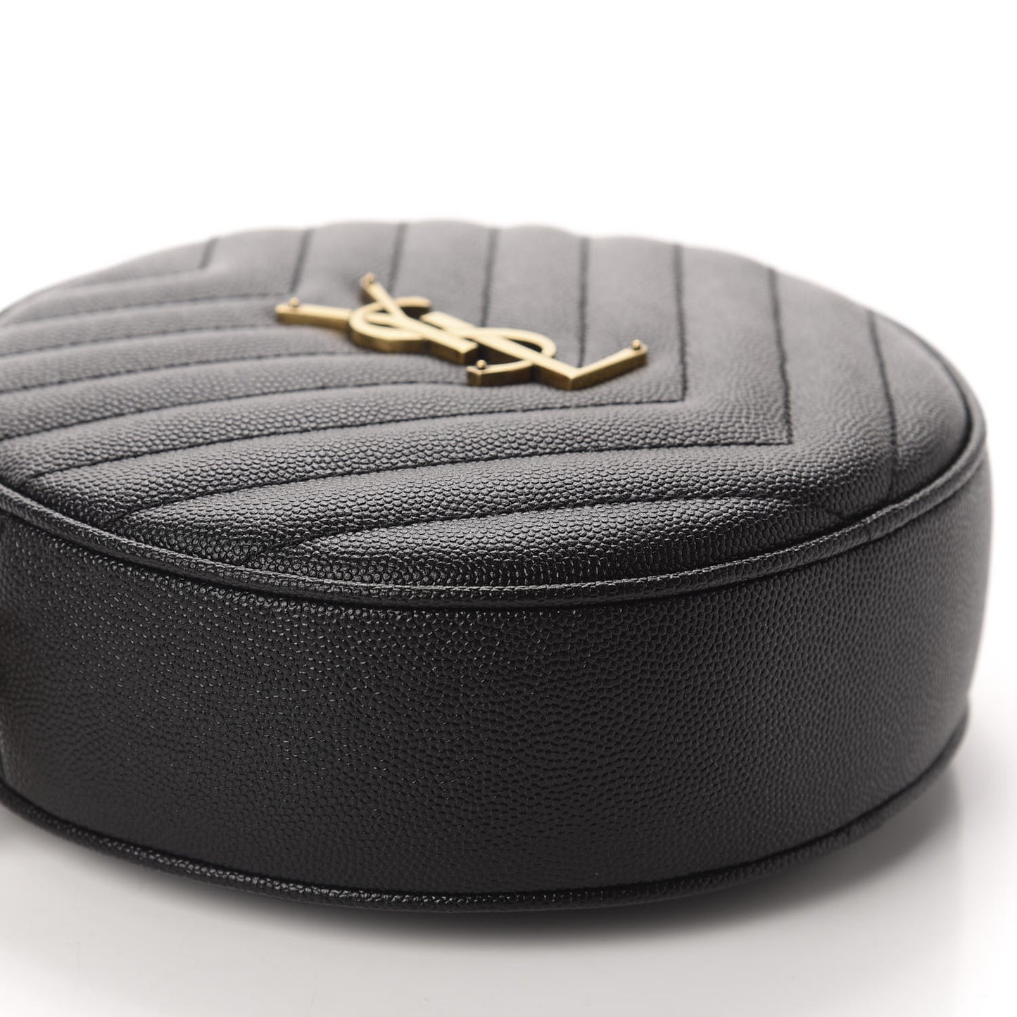 Grain De Poudre Matelasse Chevron Quilted Round Vinyle Camera Bag Black