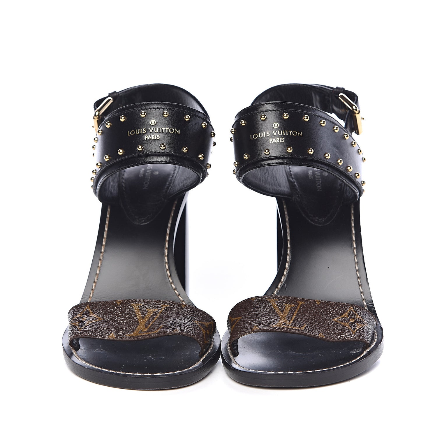 Calfskin Monogram Nomad Heeled Sandals 39 Black