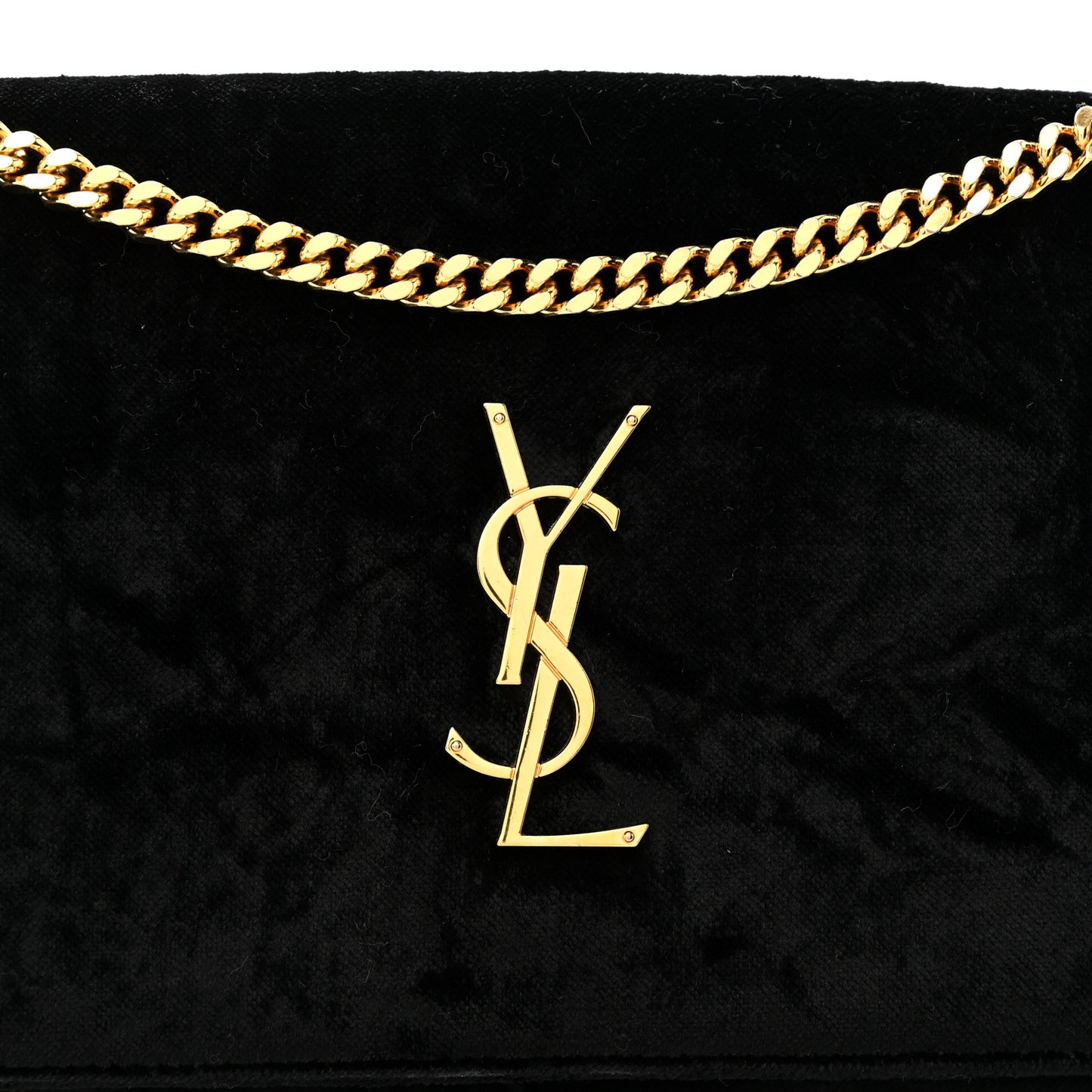 Velvet Monogram Chain Wallet Black
