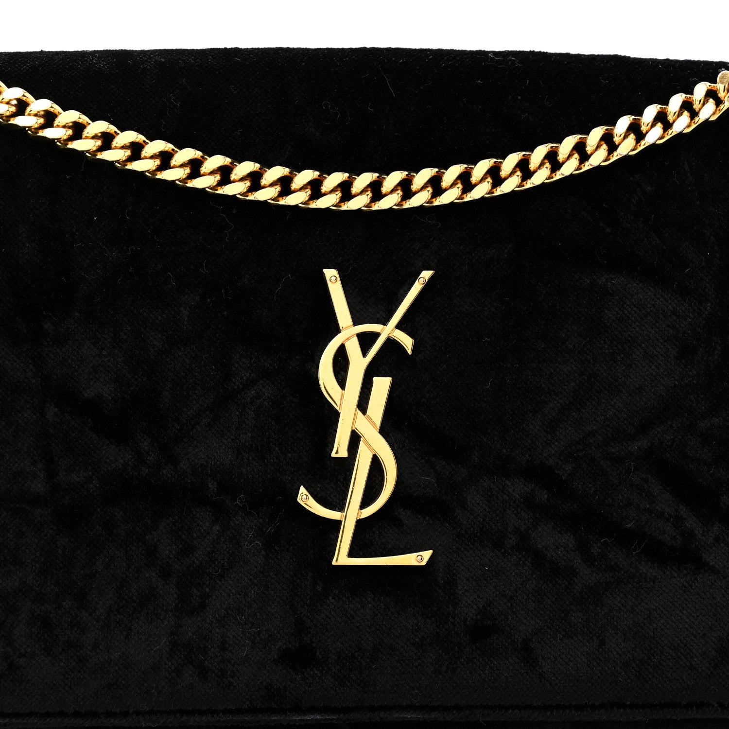 Saint Laurent Velvet Monogram Chain Wallet Black 9 of 11