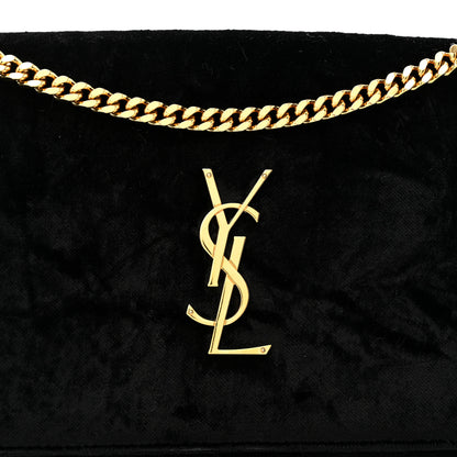 Saint Laurent Velvet Monogram Chain Wallet Black 9 of 11