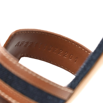 Hermes Calfskin Denim Oasis Sandals 38.5 Bleu Brut Gold 8 of 9