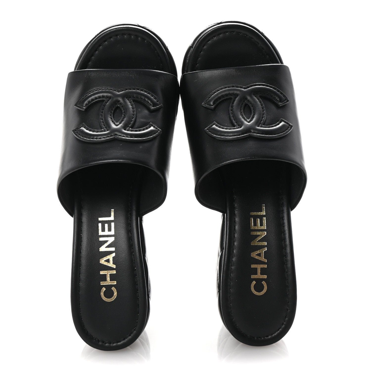 Chanel Lambskin Quilted CC Platform Mules 37 Black 2 of 11