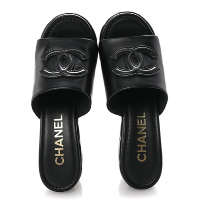 Chanel Lambskin Quilted CC Platform Mules 37 Black 2 of 11