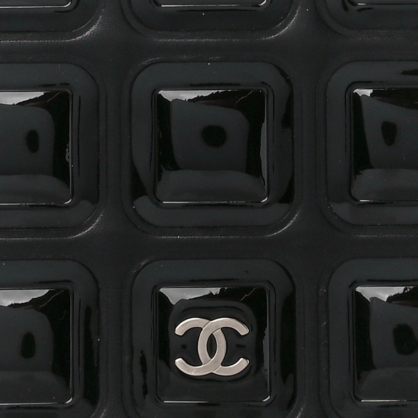Lambskin Patent Cube CC Flap Black