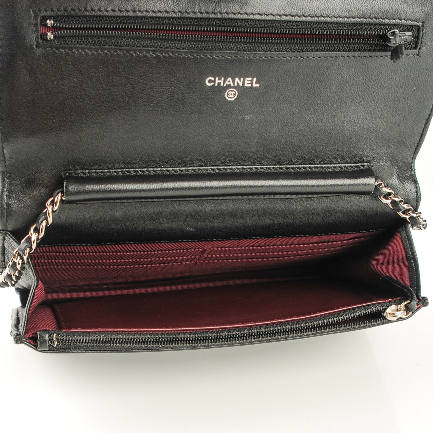 Lambskin Quilted Wallet On Chain WOC Black