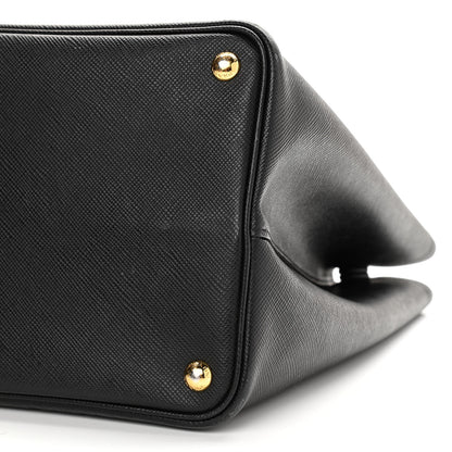Prada Saffiano Cuir Medium Double Bag Black Fuoco 10 of 10
