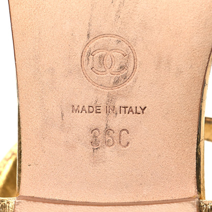 Chanel Metallic Calfskin Enamel Camellia Thong Sandals 36.5 Gold 6 of 7