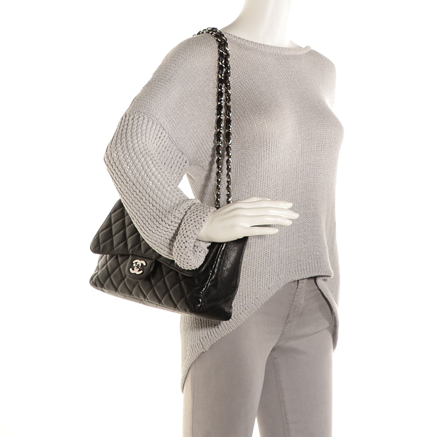 Caviar Quilted Jumbo Single Flap Black
