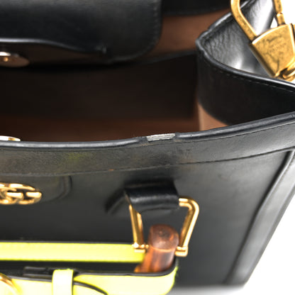 Gucci Calfskin Small Diana Tote Bag Black Yellow Fluo 10 of 14