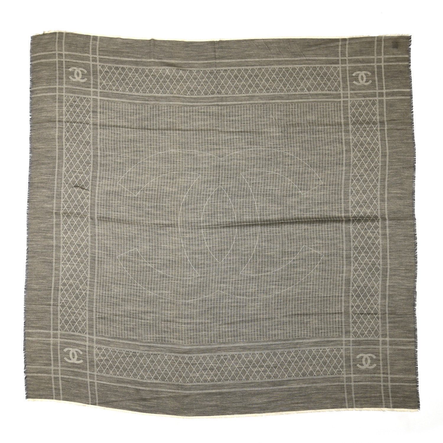 Chanel Cashmere CC Diamond Scarf Grey 1 of 5