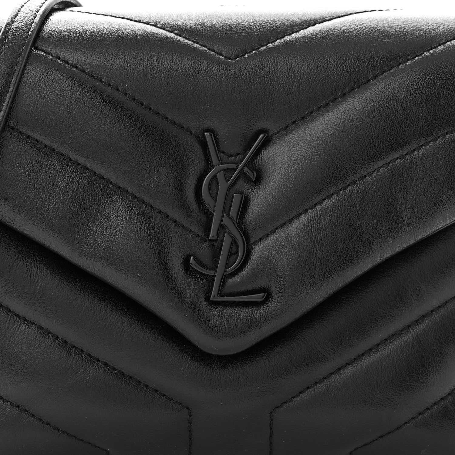 Saint Laurent Calfskin Y Quilted Monogram Monochrome Toy Loulou Crossbody Bag Black 8 of 11