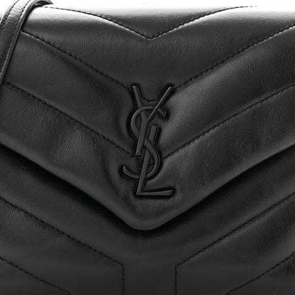 Saint Laurent Calfskin Y Quilted Monogram Monochrome Toy Loulou Crossbody Bag Black 8 of 11