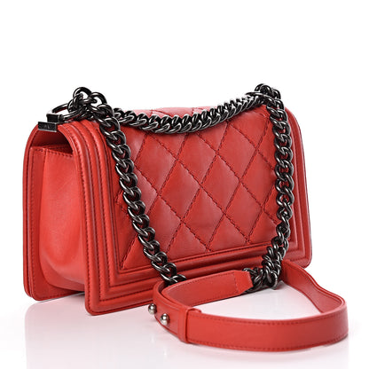Chanel Calfskin Double Stitch Medium Boy Flap Red 3 of 14