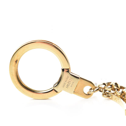 Louis Vuitton Brass Enamel Fleur De Monogram Bag Charm Chain Gold 4 of 5