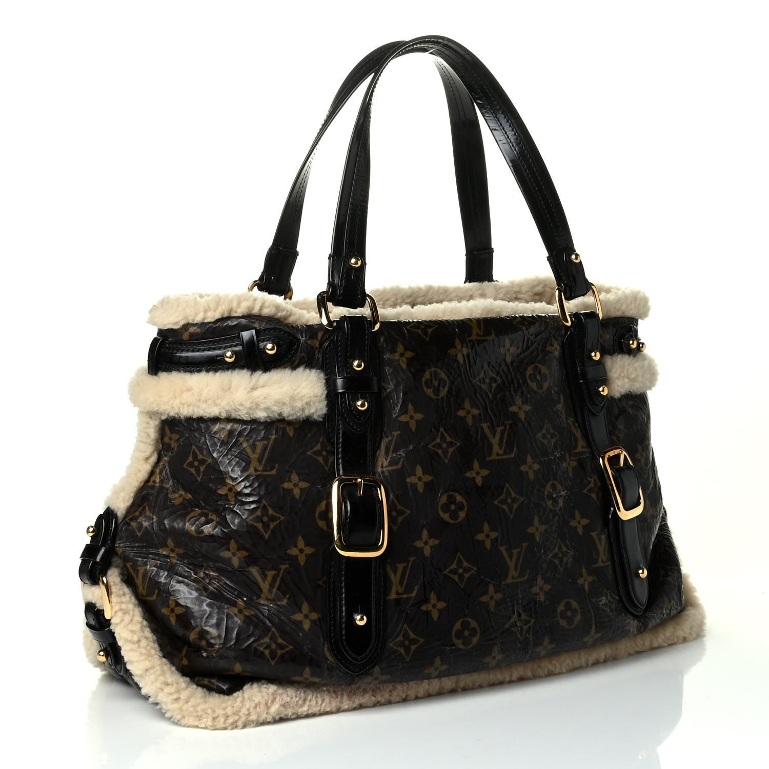 Louis Vuitton Patent Monogram Shearling Sac Thunder 2 of 8
