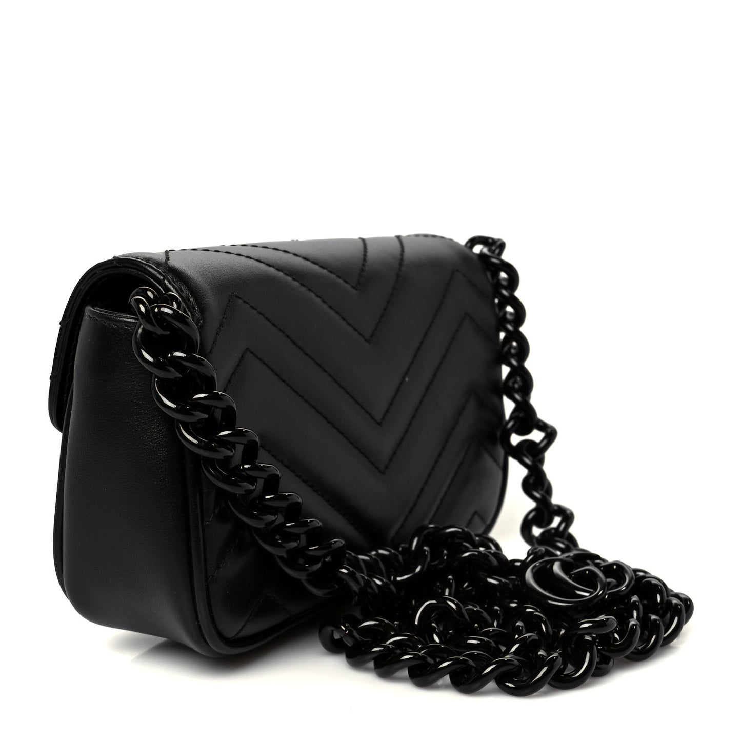 Calfskin Matelasse Monochrome GG Marmont Chain Belt Bag Black