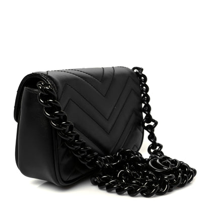 Gucci Calfskin Matelasse Monochrome GG Marmont Chain Belt Bag Black 3 of 10