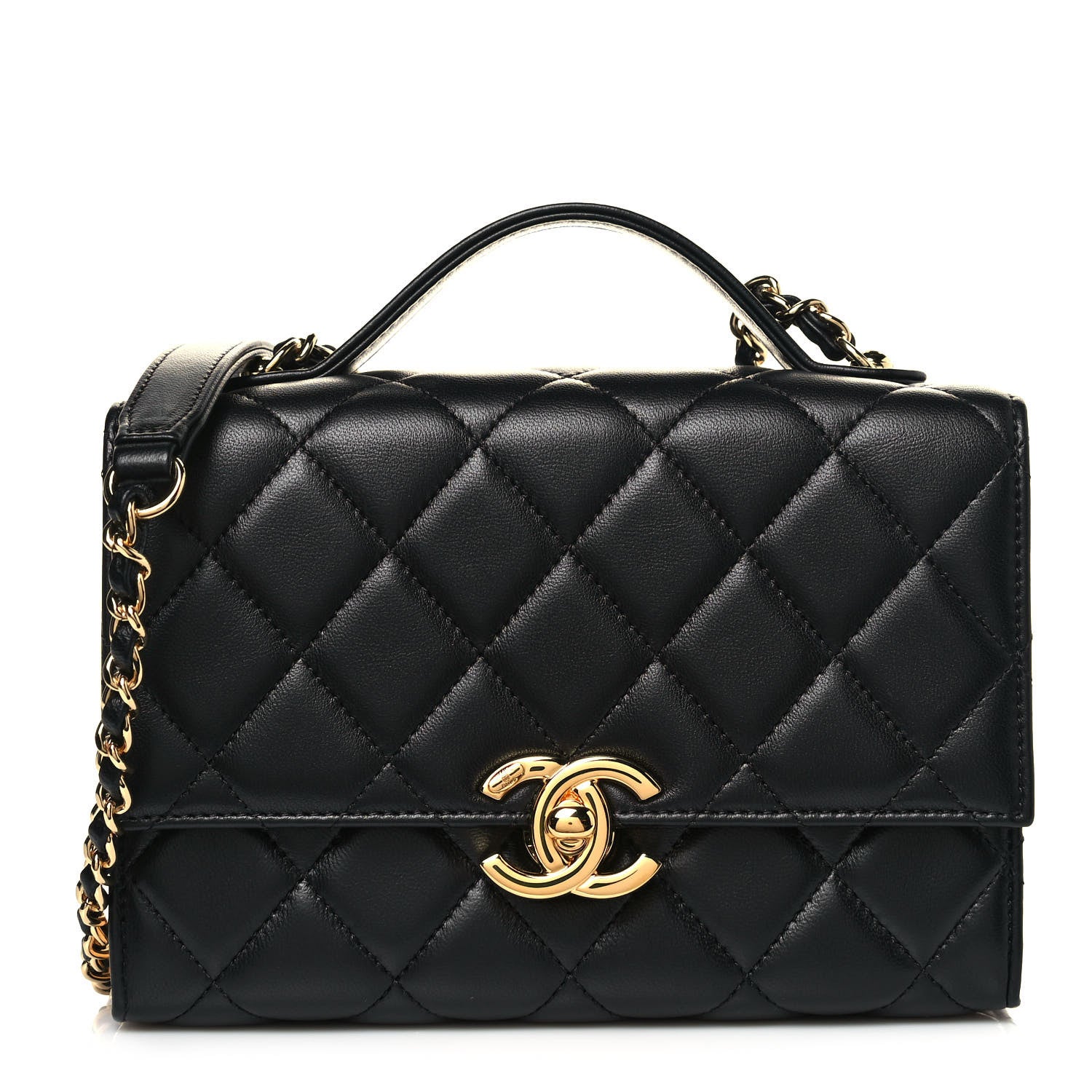Chanel Lambskin Quilted Mini Golden Plate Flap Black 1 of 13