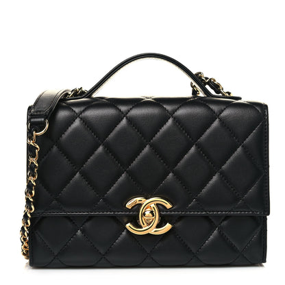 Chanel Lambskin Quilted Mini Golden Plate Flap Black 1 of 13