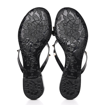 Valentino Garavani PVC Jelly Rockstud Bow Thong Sandals 39 Black 5 of 7