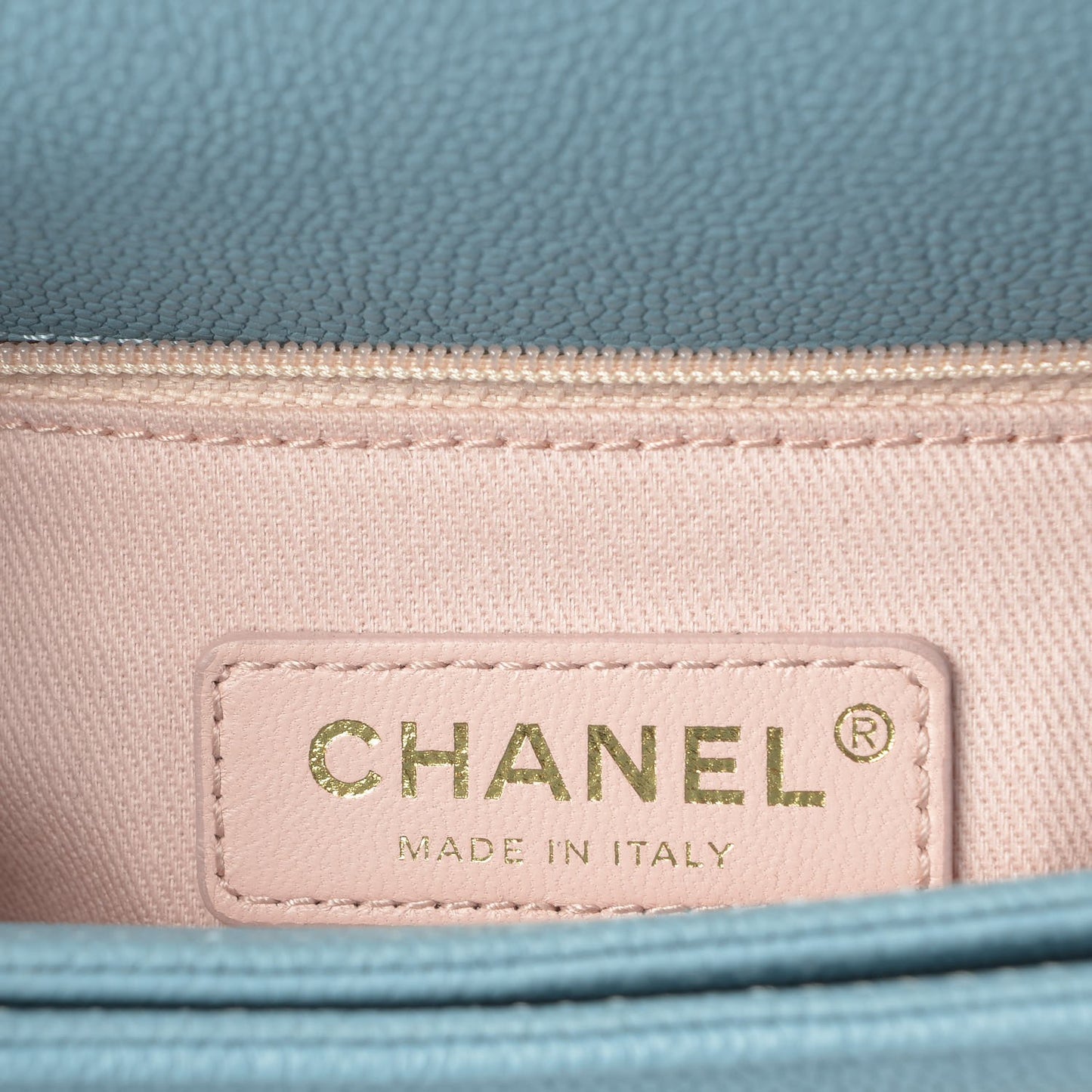 Grained Calfskin Quilted Small Cuba Top Handle Flap Blue
