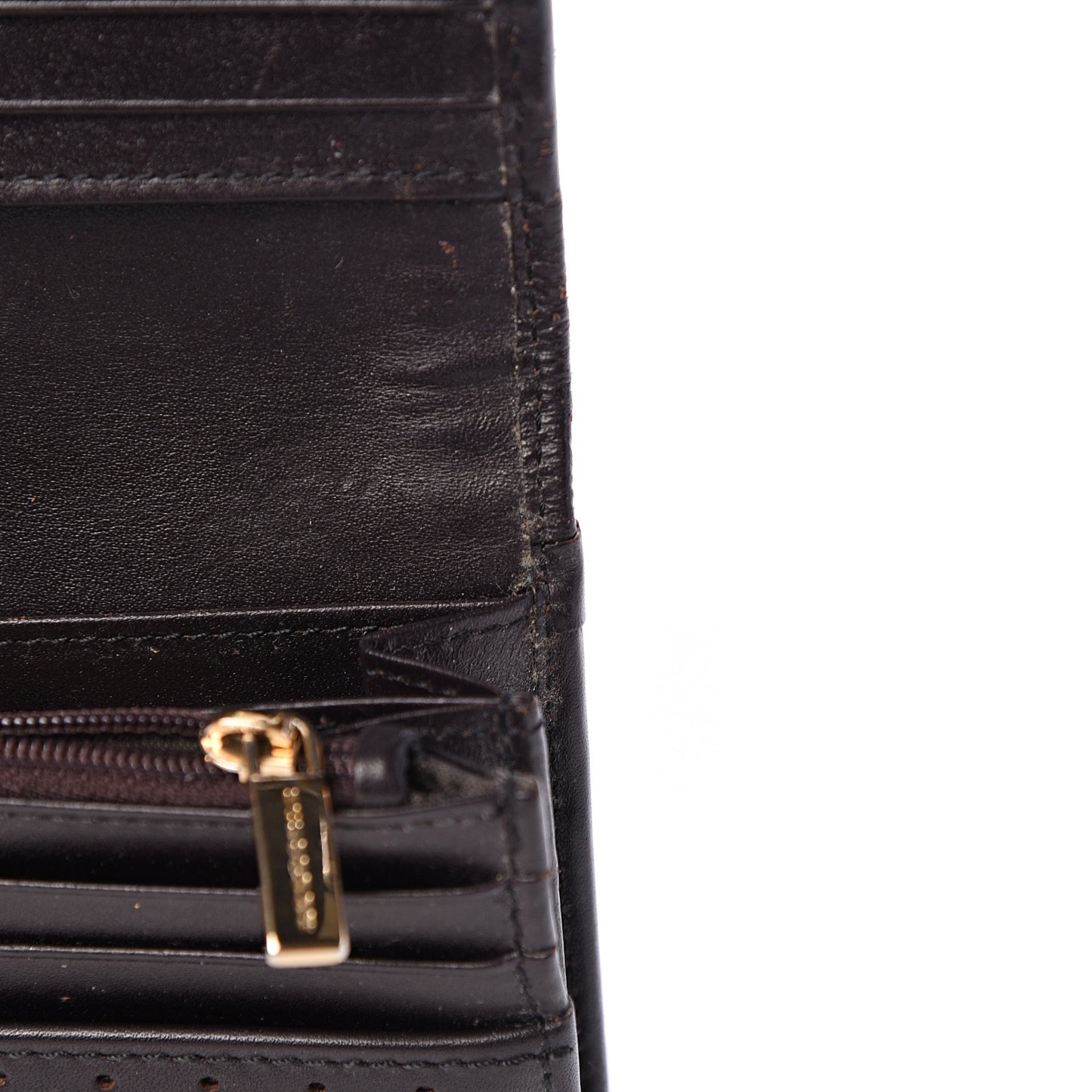 Grainy Calfskin Continental Wallet Dark Brown