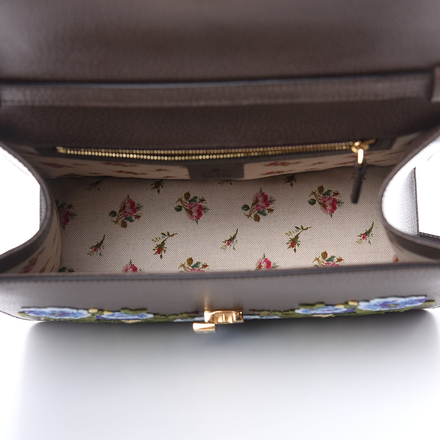 Calfskin Embroidered Medium Sylvie Top Handle Bag New Acero Multicolor