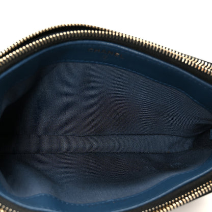 Chanel Patent Quilted Small Clutch With Chain Black Blue 6 of 12