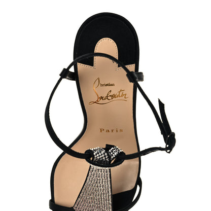 Christian Louboutin Satin Crepe Strass T Cab 100 T-Strap Sandals 36.5 Black 7 of 9