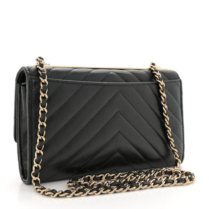 Chanel Lambskin Chevron Quilted Trendy CC Wallet On Chain WOC Black 3 of 14