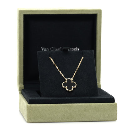 Van Cleef & Arpels 18K Yellow Gold Black Onyx Vintage Alhambra Pendant Necklace 5 of 5