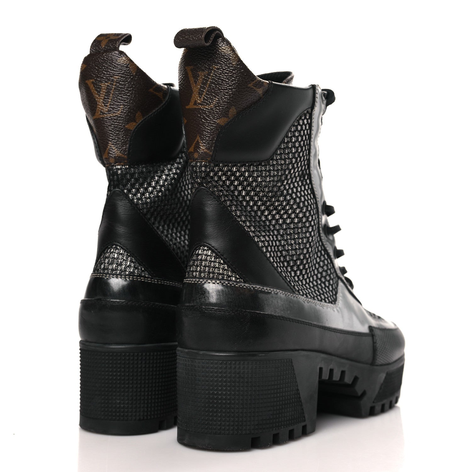 Louis Vuitton Metallic Calfskin Technical Fabric Digital Gate Laureate Platform Desert Boot 37 Silver 4 of 8